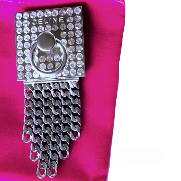 Celine Rare Vintage Pave Silver Door Knocker Logo Chain Link Archival Brooch Pin - Picture 13 of 13